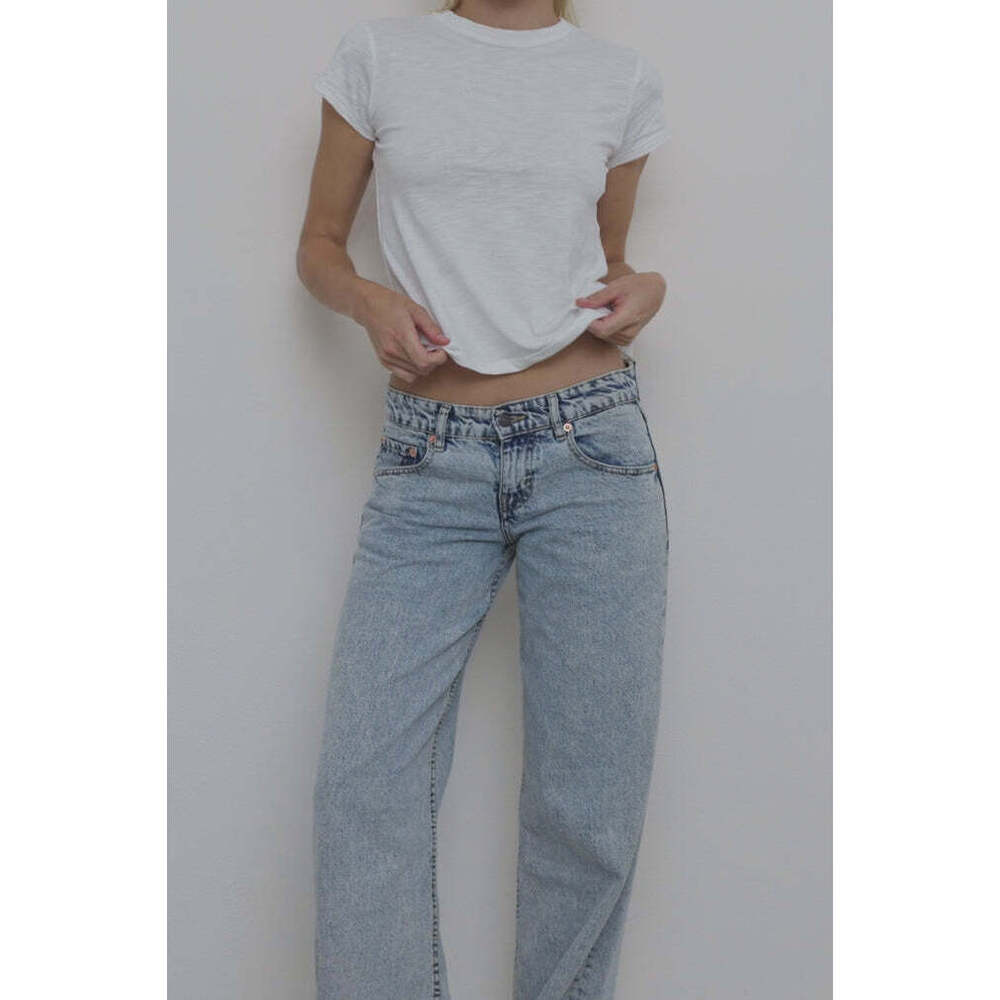 Motel Rocks Low Rise Parallel Jeans in 80s Light Blue Wash Size W28 L34W28